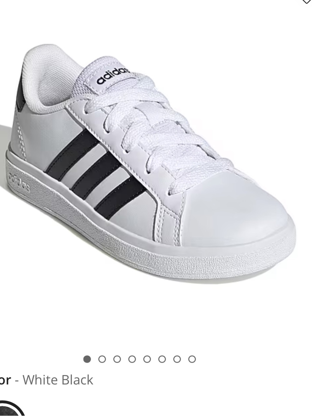Adidas Kids Grand Court Sneakers White & Black Stripes Kid Boys Size 3